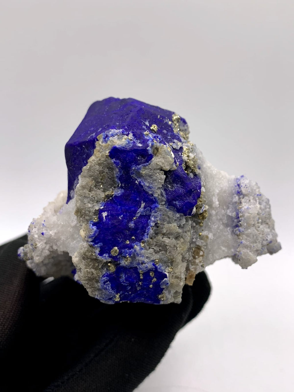Impressive Electric Blue Lazurite On Calcite With Pyrite
