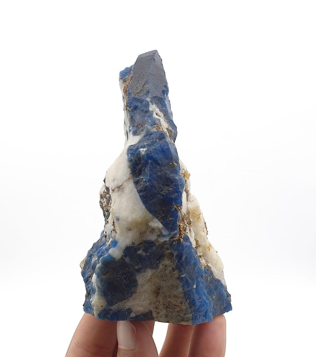 Impressive Size Sapphire Blue Lazurite on Matrix with Calcite and Pyrite