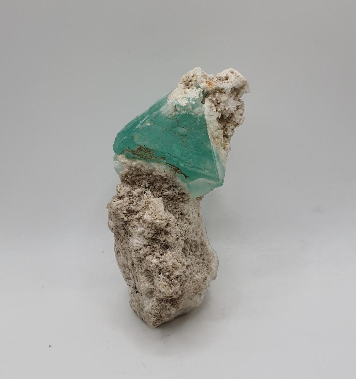 Interesting Seafoam Blue Color Fluorite Perched on Albite