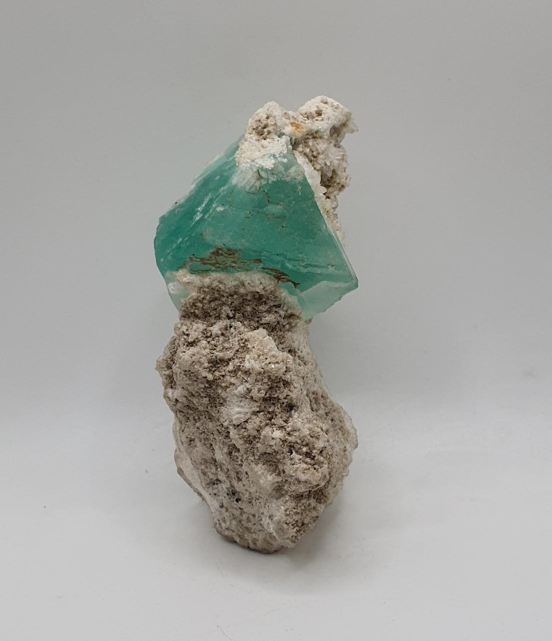 Interesting Seafoam Blue Color Fluorite Perched on Albite