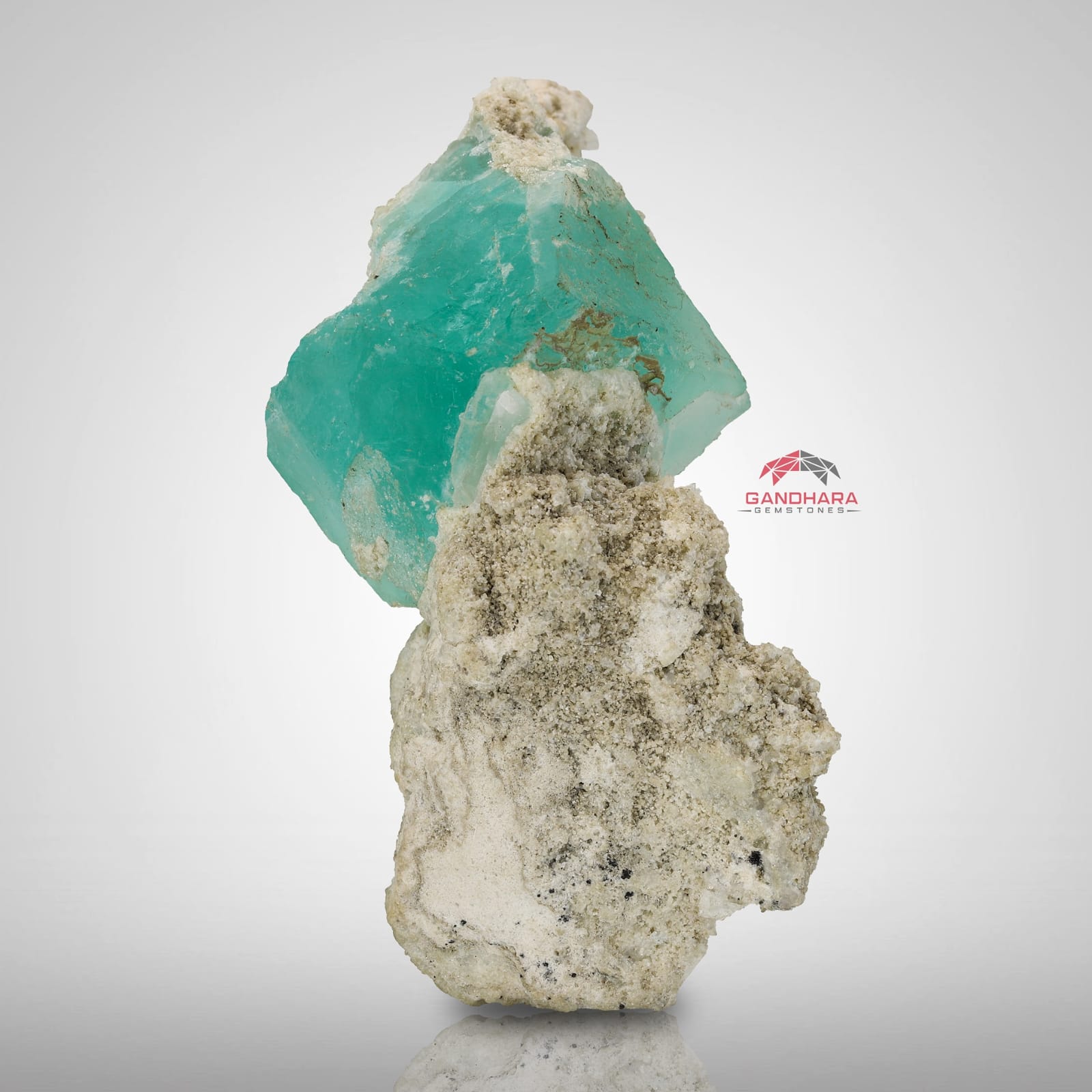 Interesting Seafoam Blue Color Fluorite Perched on Albite