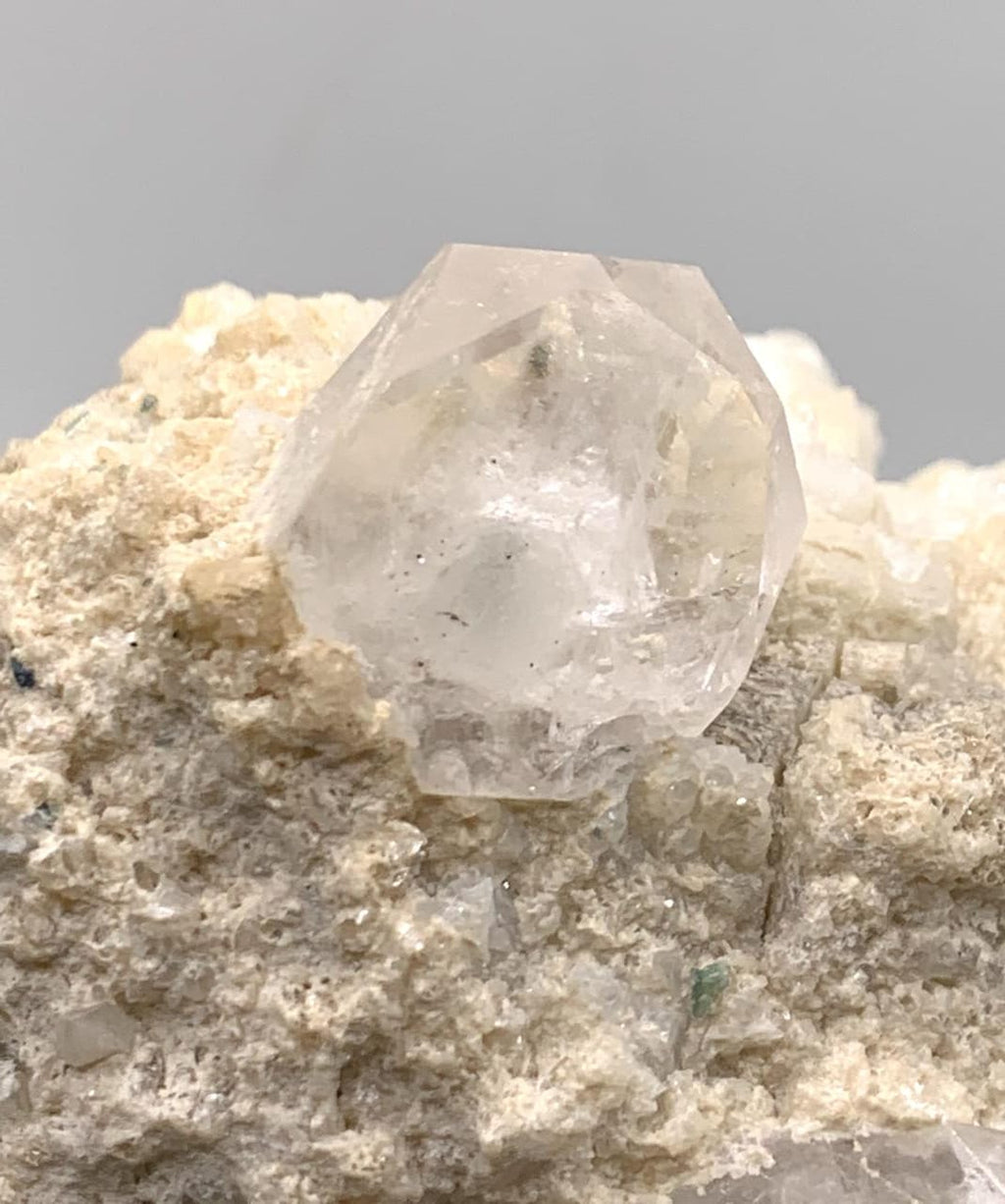 Isolated And Isomatric Gem Morganite Crystal Nicely Perched  Albite With Tourmaline