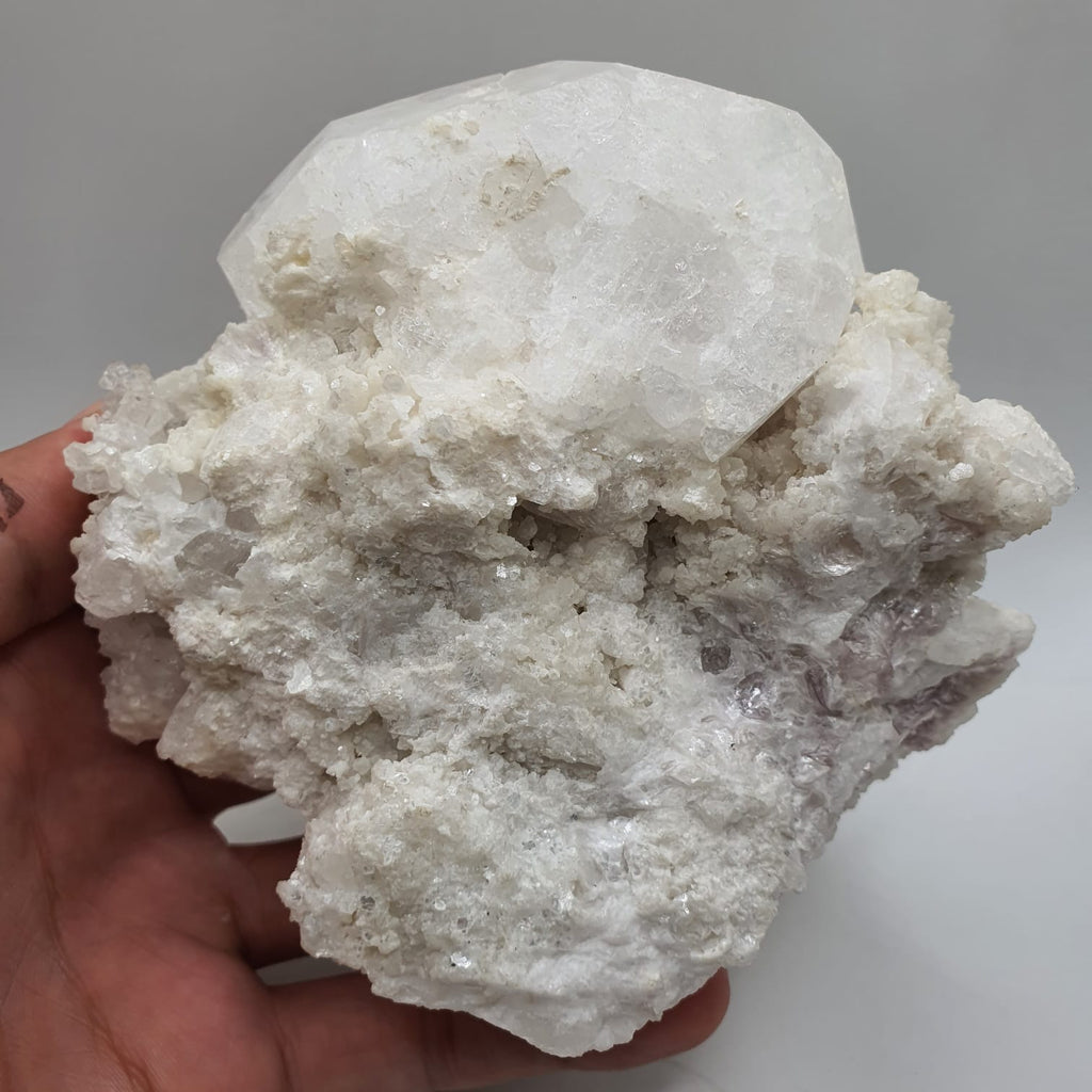 Isomatric Ball Of Pollucite With Herderite On Lepidolite Matrix