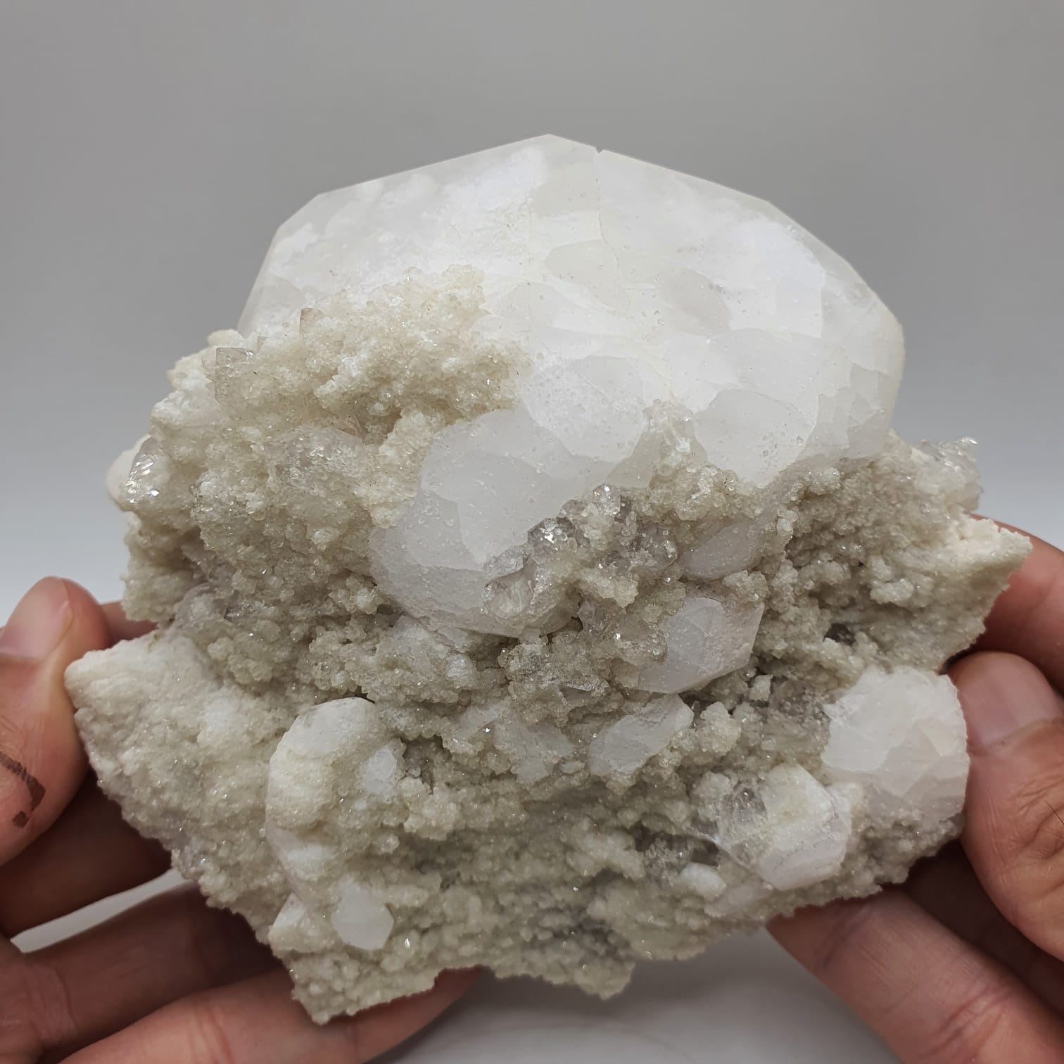 Isomatric Ball Of Pollucite With Herderite On Lepidolite Matrix