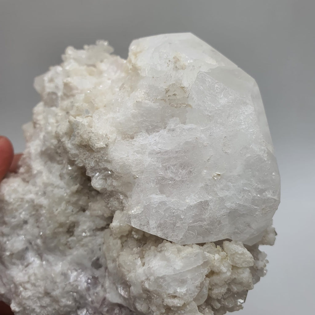 Isomatric Ball Of Pollucite With Herderite On Lepidolite Matrix