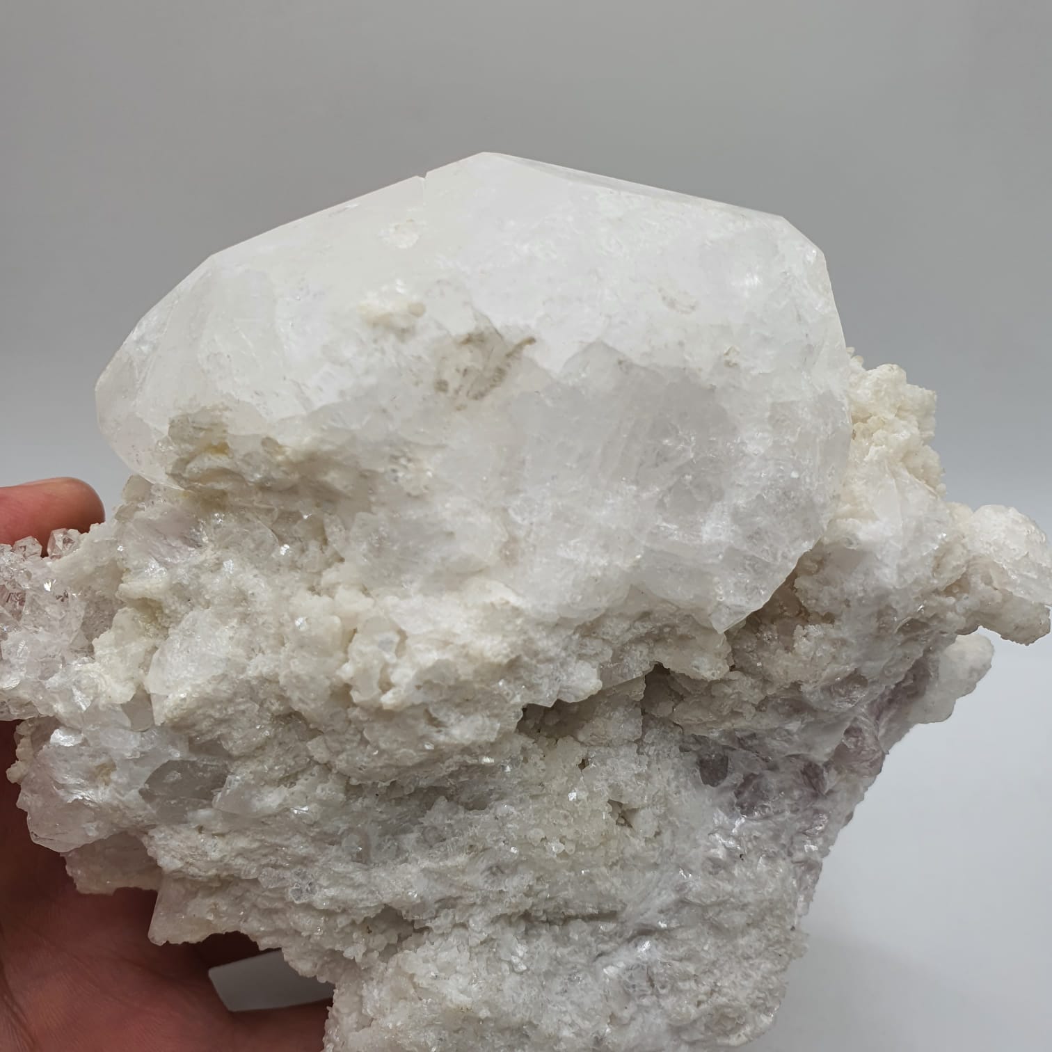 Isomatric Ball Of Pollucite With Herderite On Lepidolite Matrix