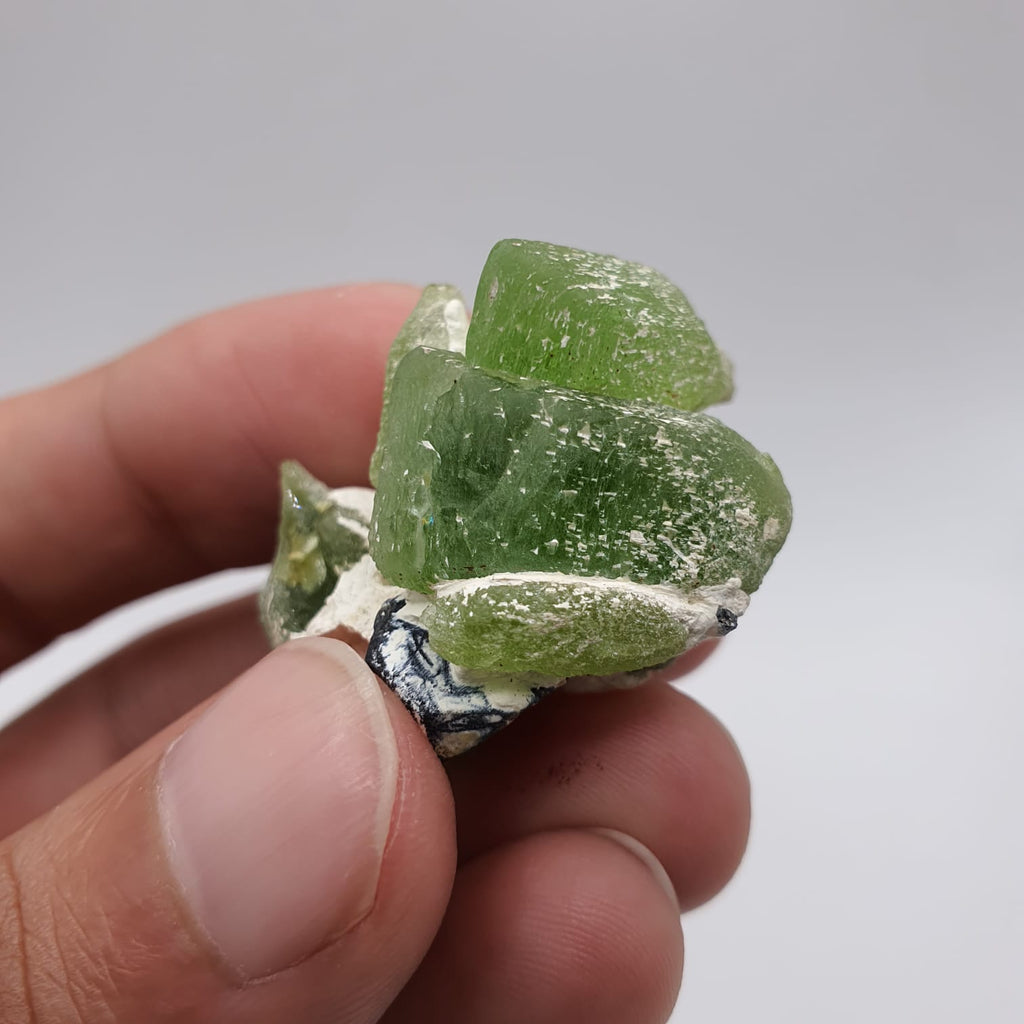 Lovely Apple Green Elongated Peridot With Magnetite