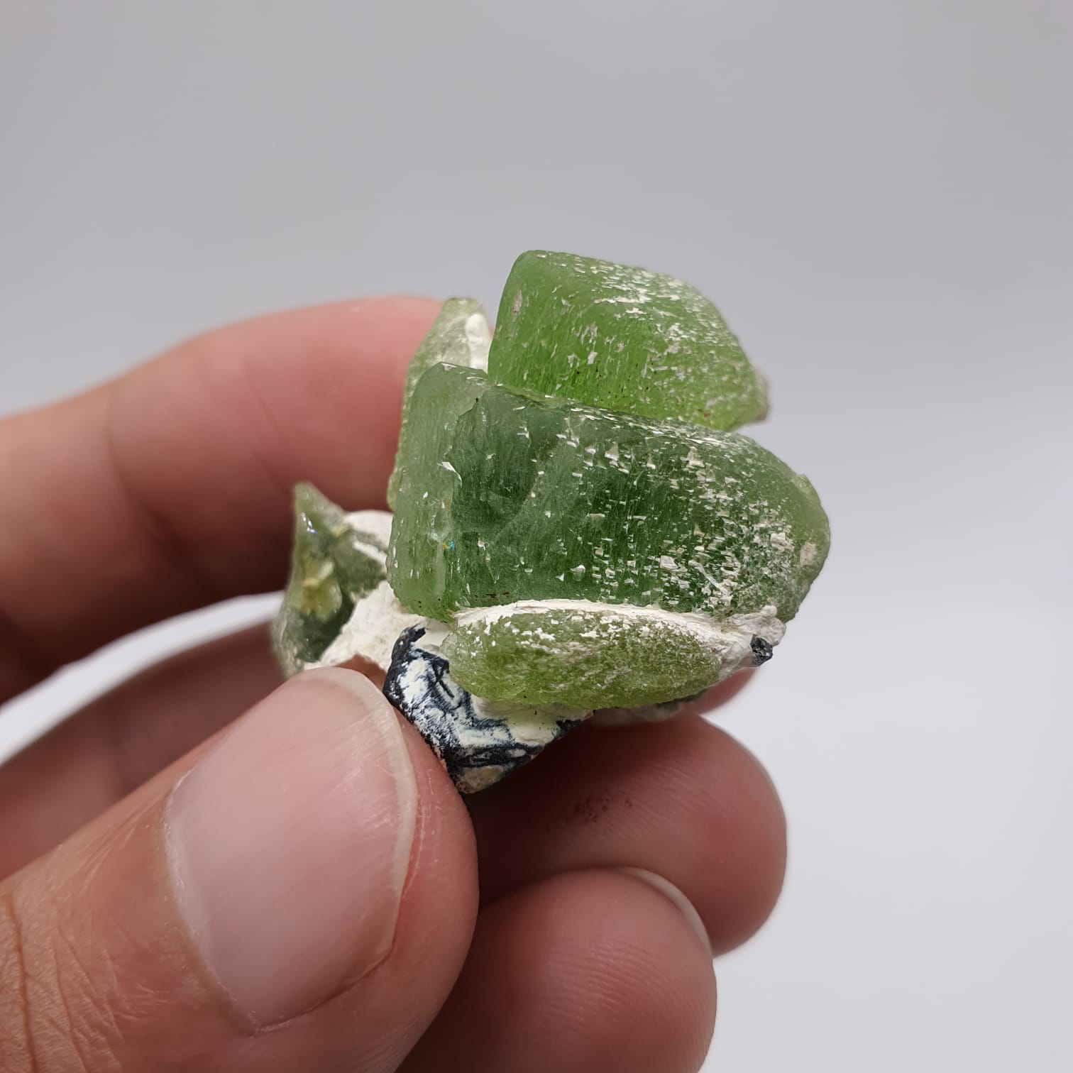 Lovely Apple Green Elongated Peridot With Magnetite