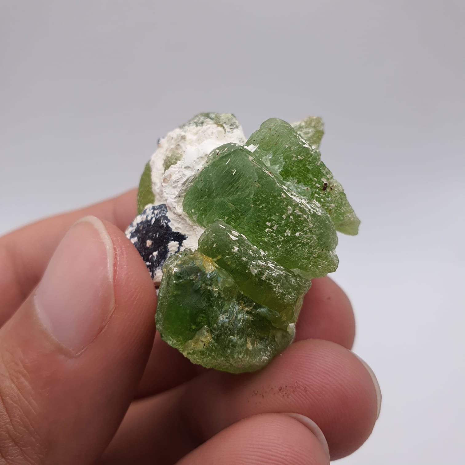 Lovely Apple Green Elongated Peridot With Magnetite