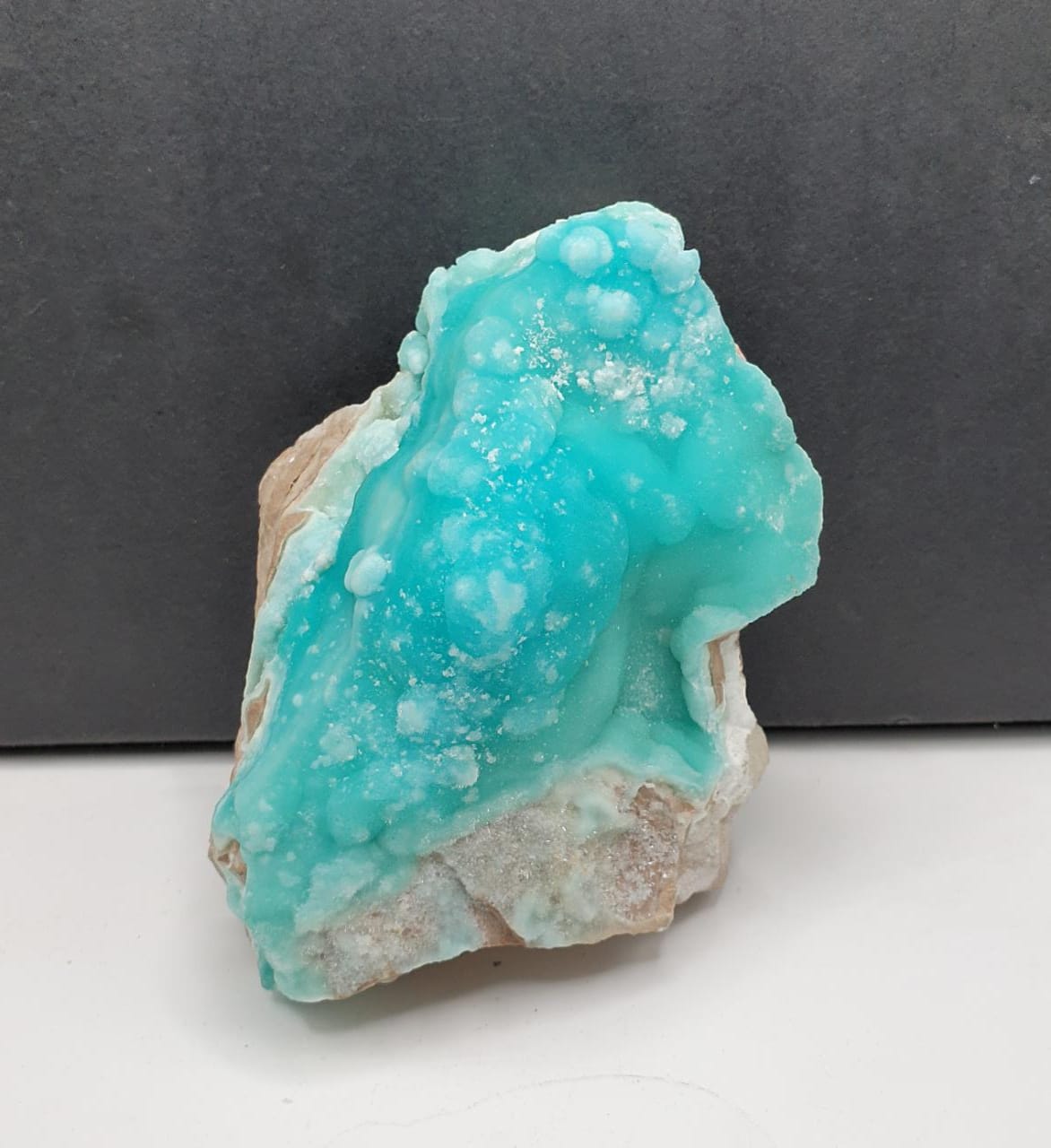 Lovely Botryoidal Seafoam Blue Aragonite with Droozy Luster