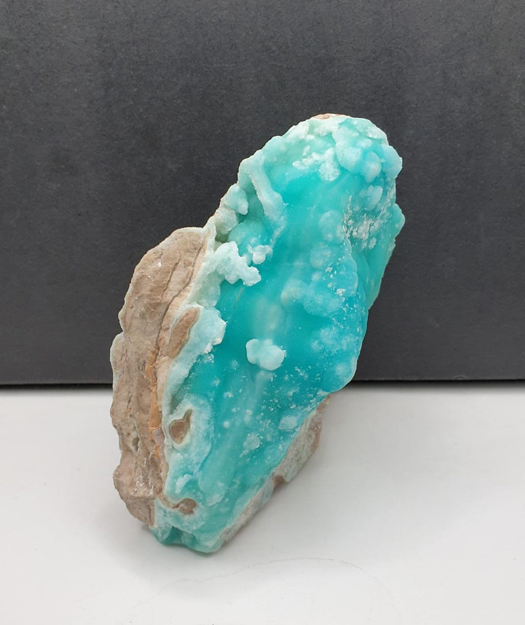 Lovely Botryoidal Seafoam Blue Aragonite with Droozy Luster