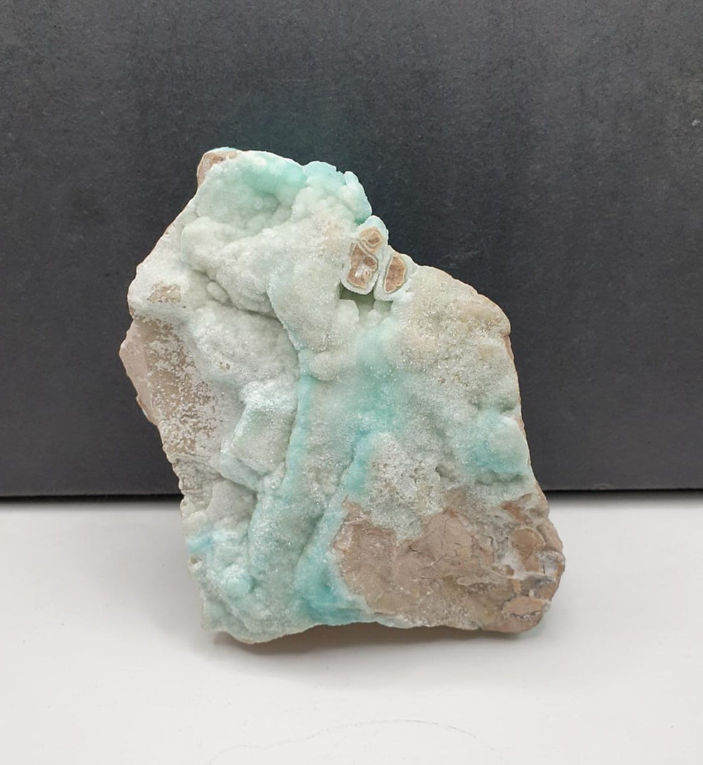 Lovely Botryoidal Seafoam Blue Aragonite with Droozy Luster