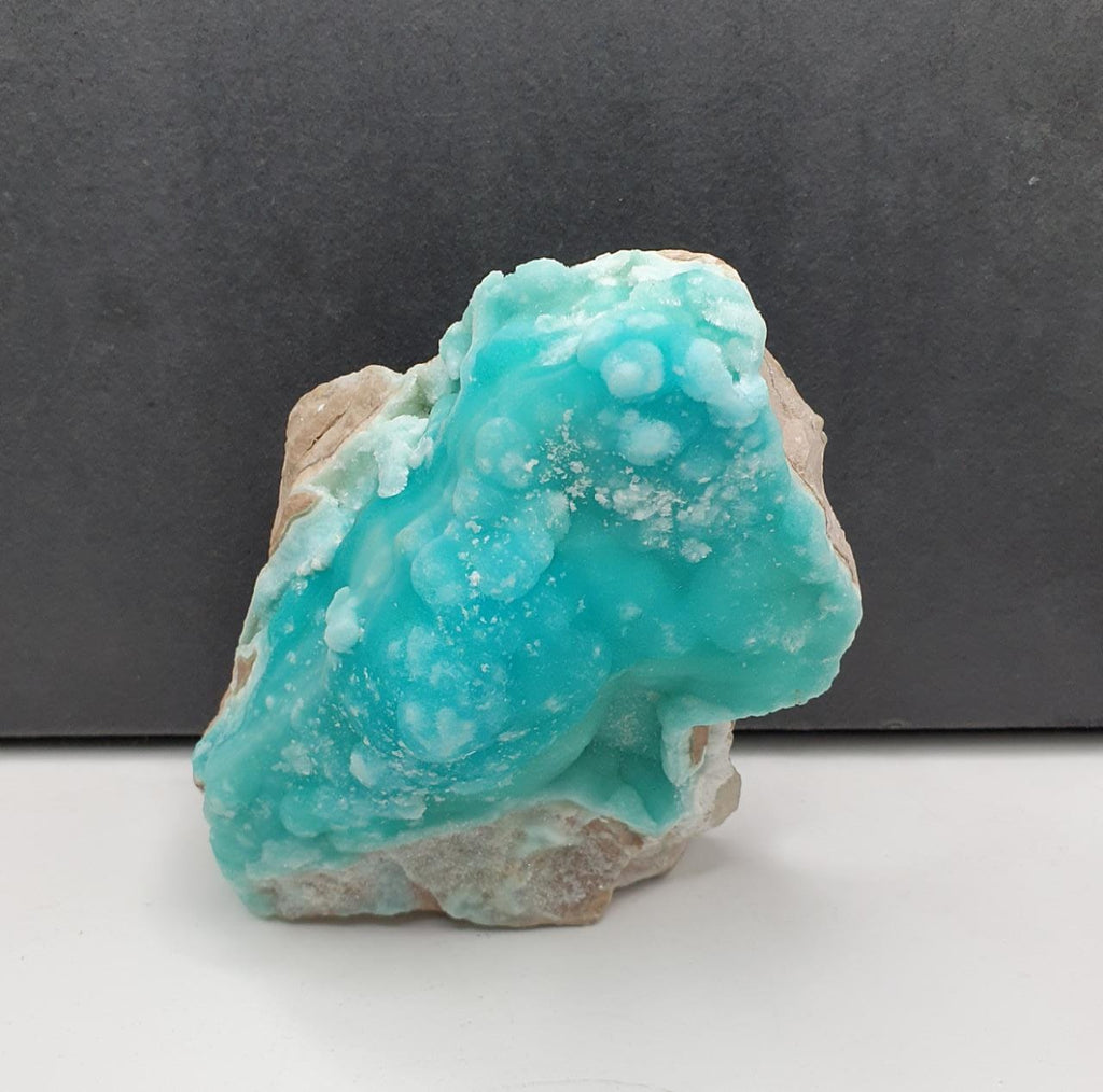 Lovely Botryoidal Seafoam Blue Aragonite with Droozy Luster