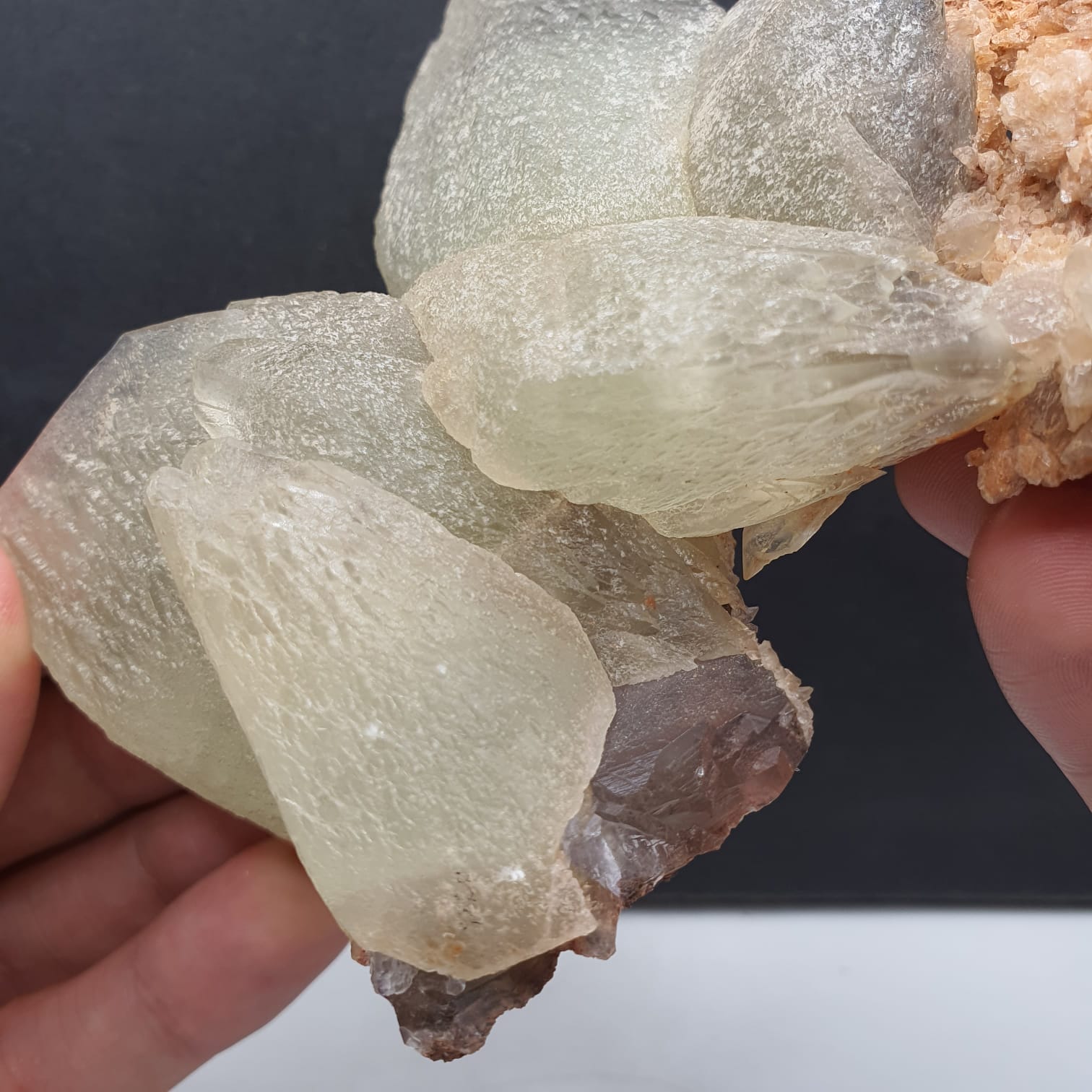 Lovely Butterfly Shape Twinned Calcite With Fluorite And Lemonite Matrix