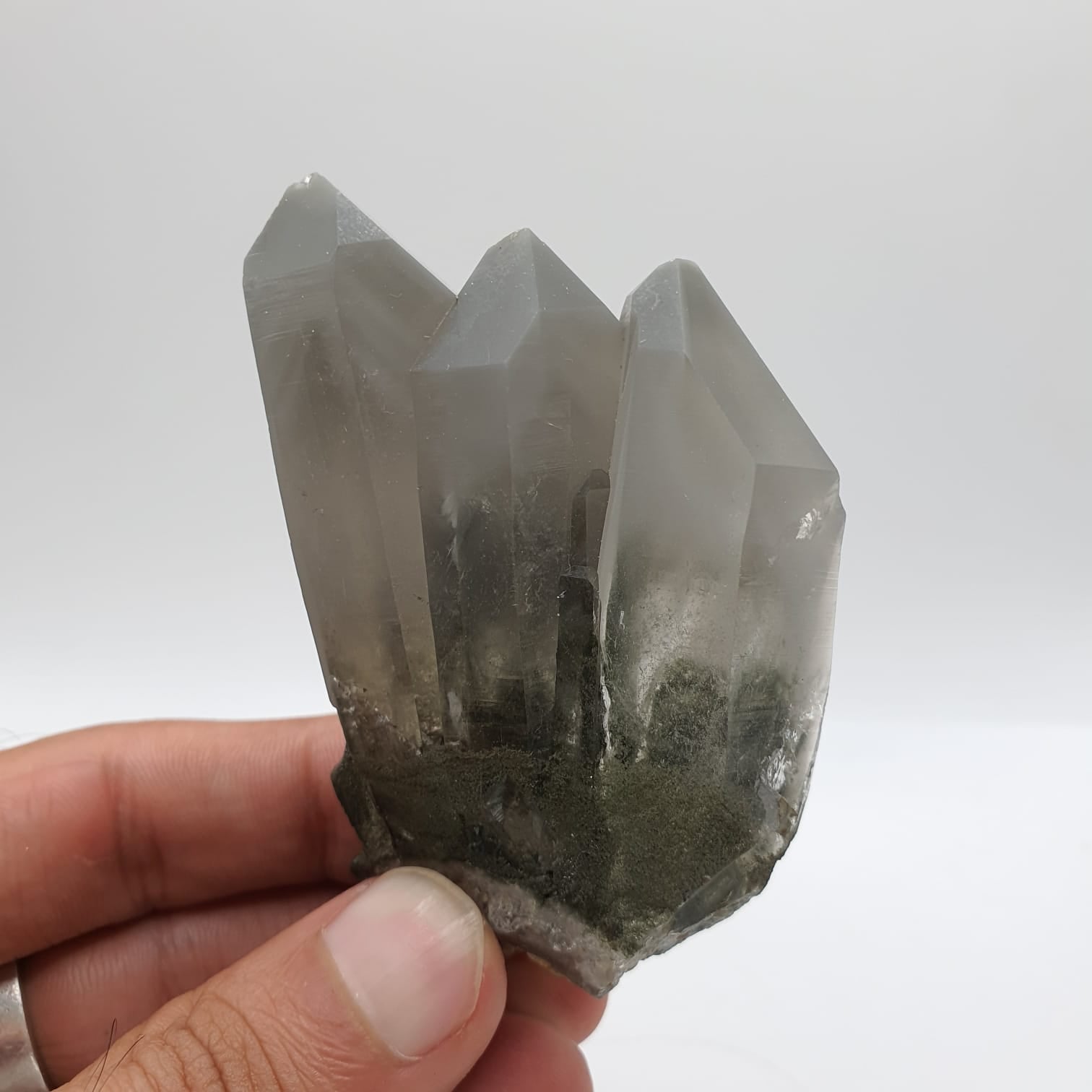 Lovely Robust Trio Of Chlorite Quartz