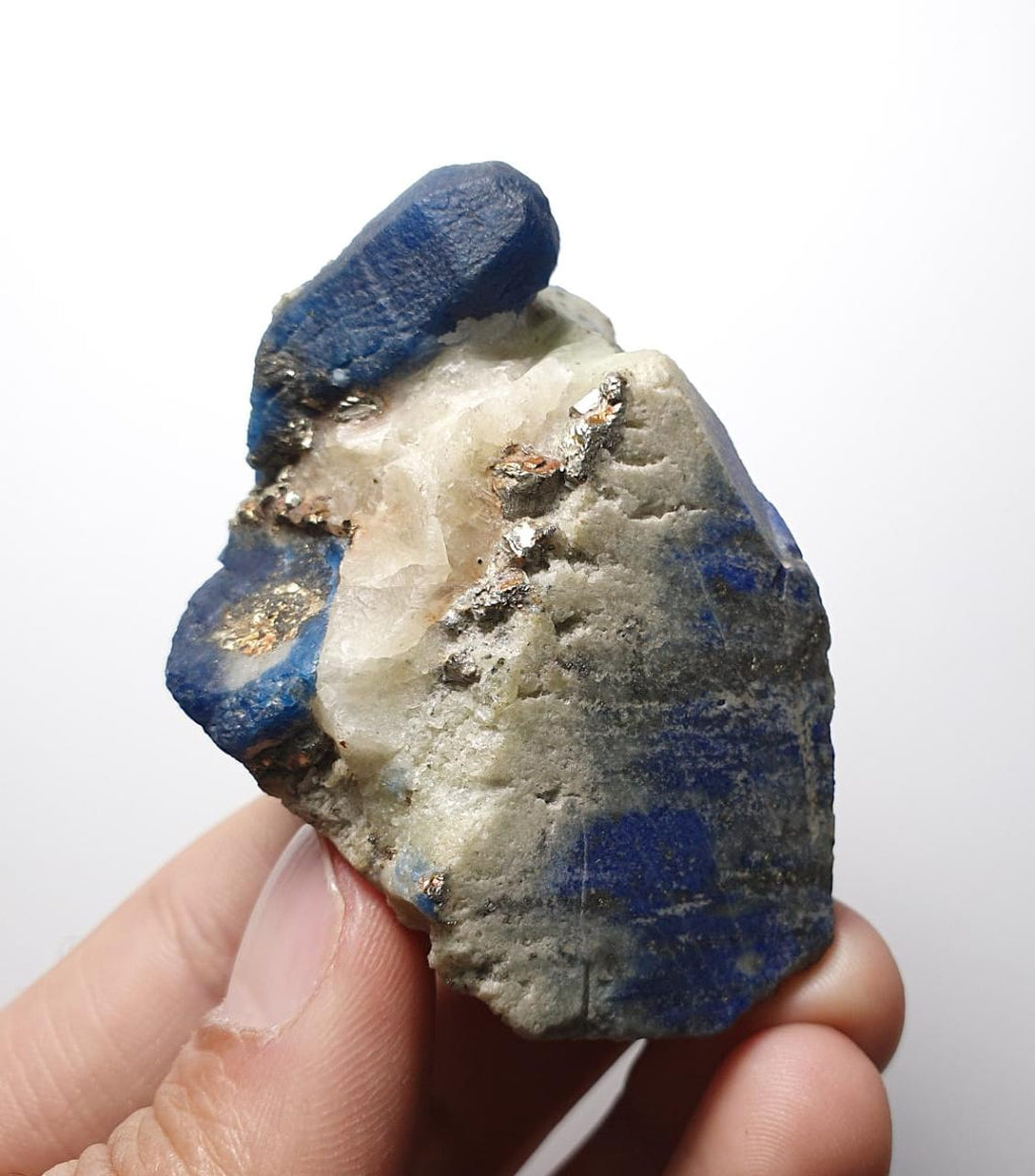 Lovely and Colorful Piece of Afghanite on Calcite with Pyrite