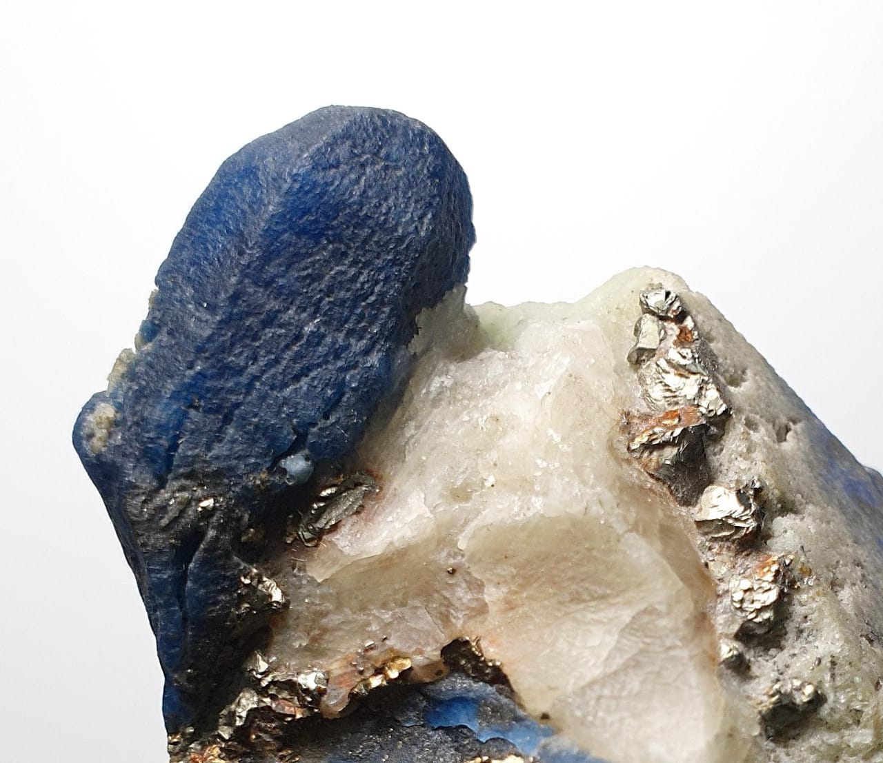Lovely and Colorful Piece of Afghanite on Calcite with Pyrite