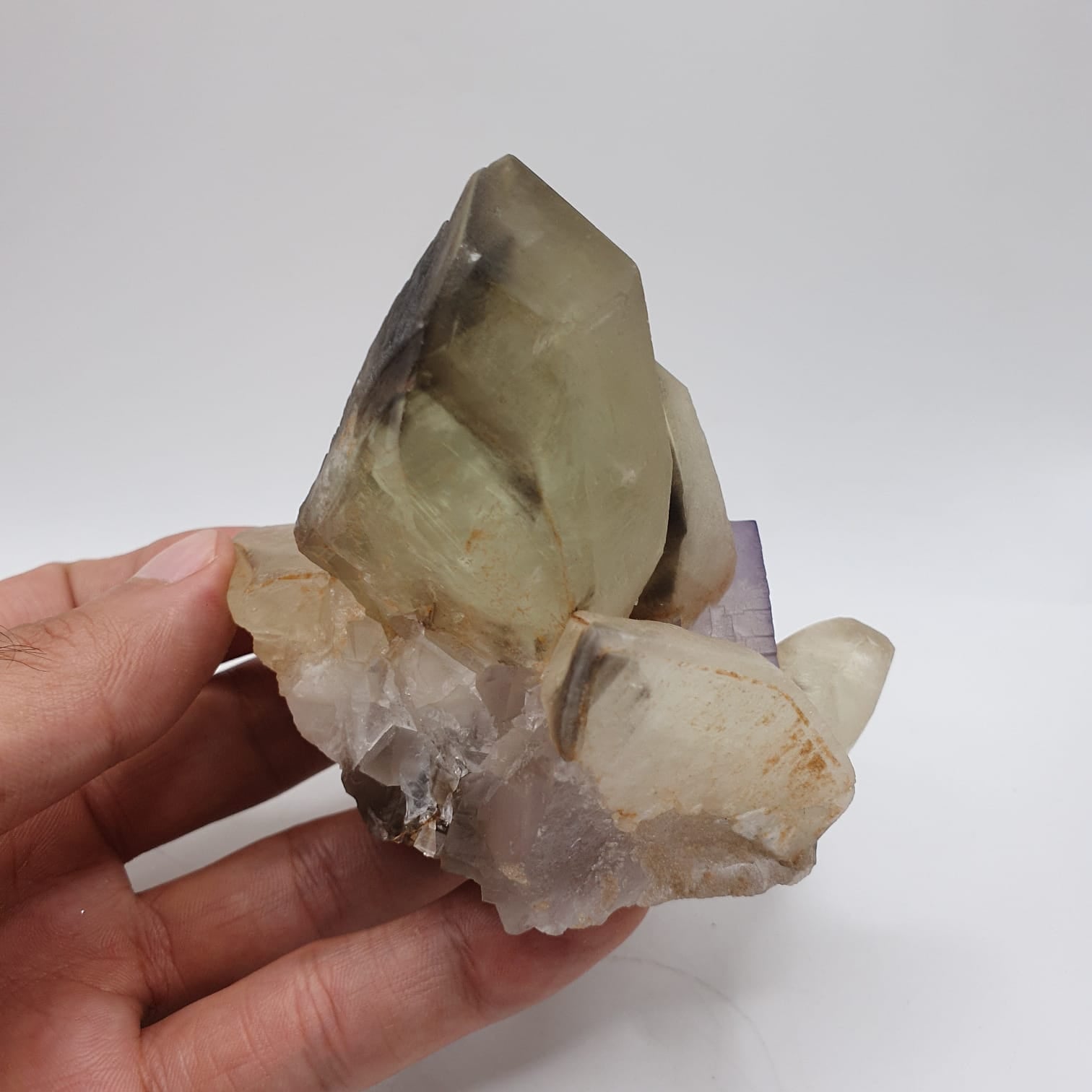 Lovely Calcite Cluster On Fluorite