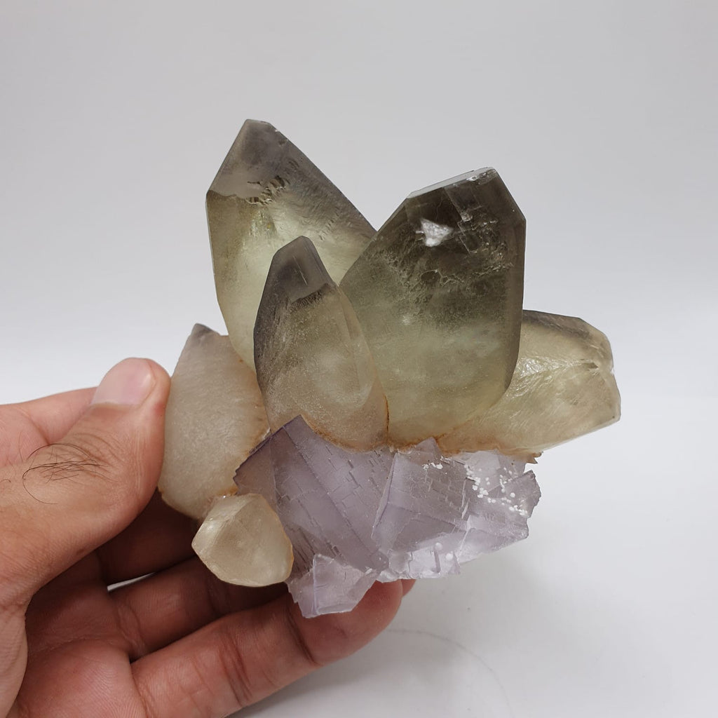 Lovely Calcite Cluster On Fluorite