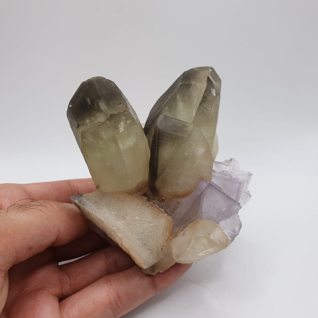 Lovely Calcite Cluster On Fluorite