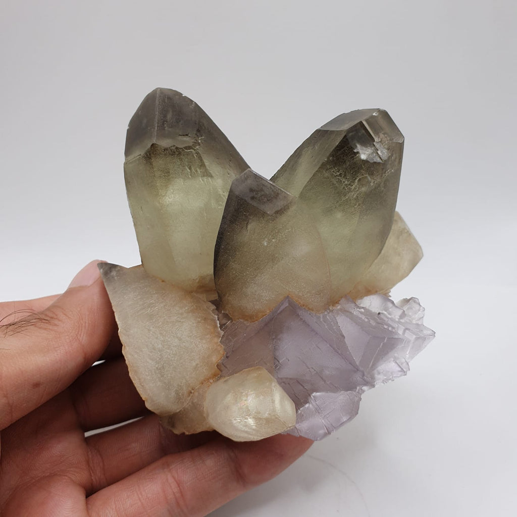 Lovely Calcite Cluster On Fluorite