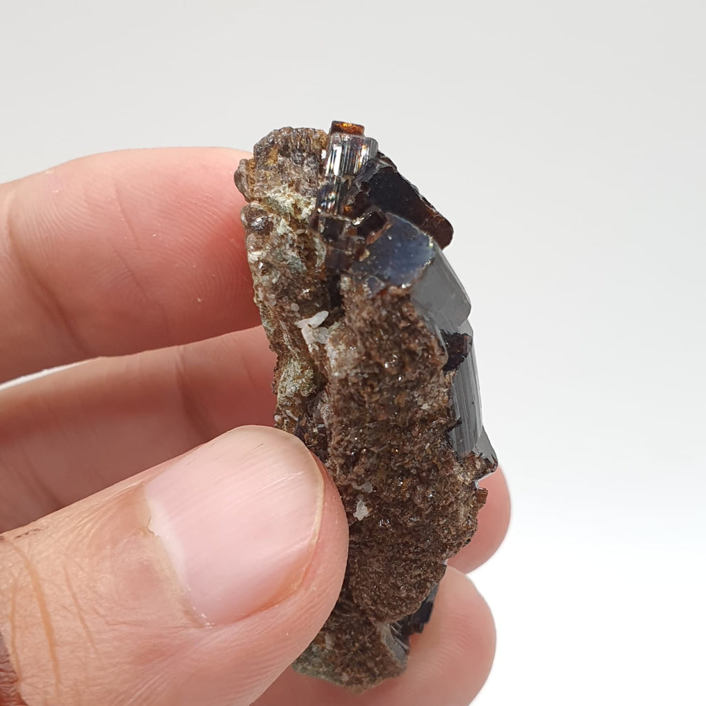 Lusterious Elongated Vesuvianite Crystal Aggregate On Matrix