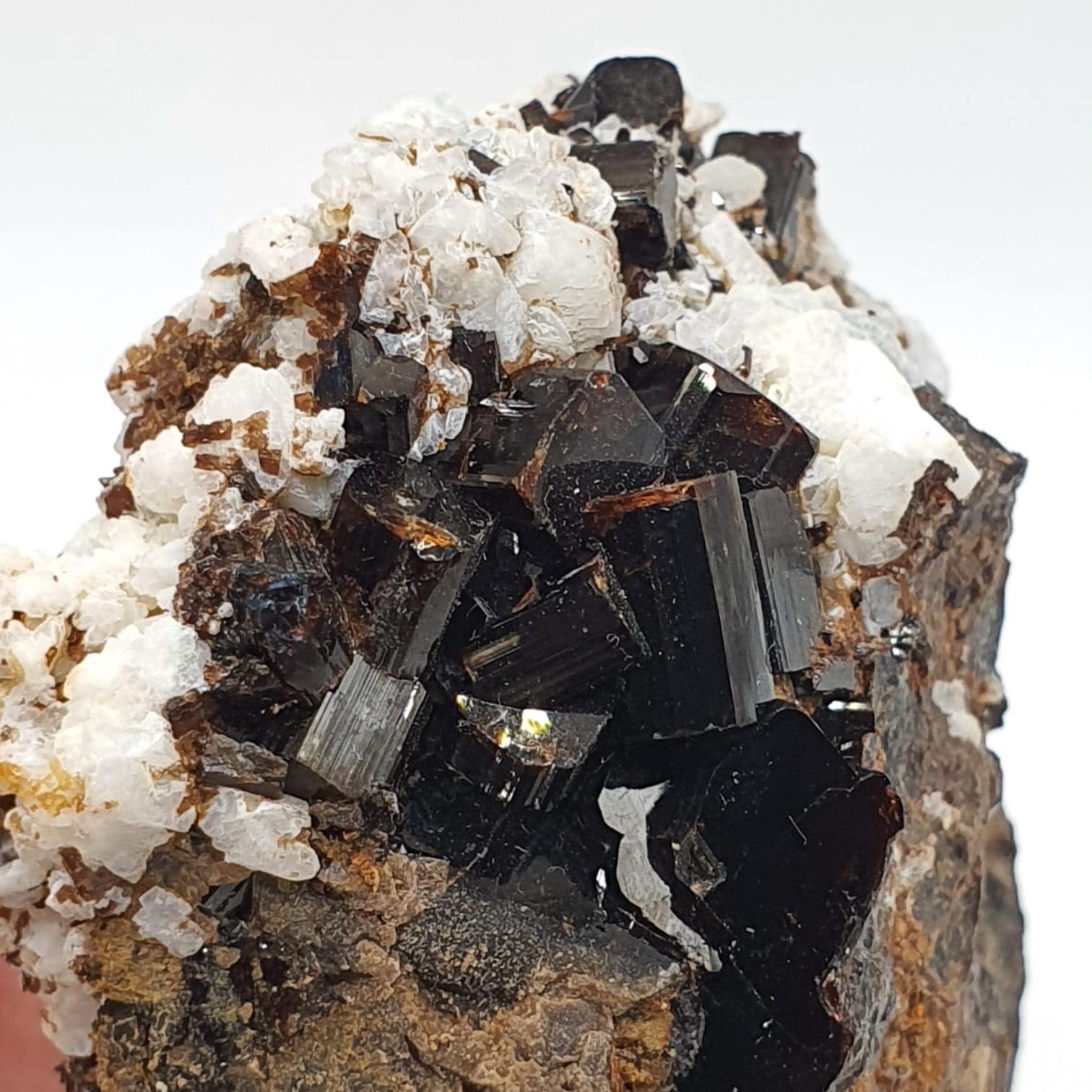 Lusterious Vesuvianite Crystals On Matrix With Albite