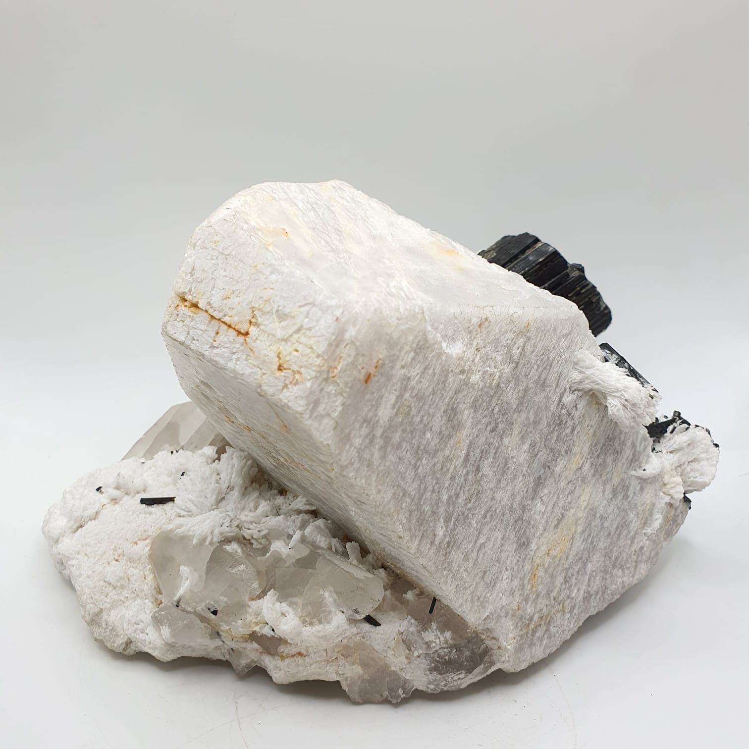 Microcline Feldspar With Schorl On Cleavelandite