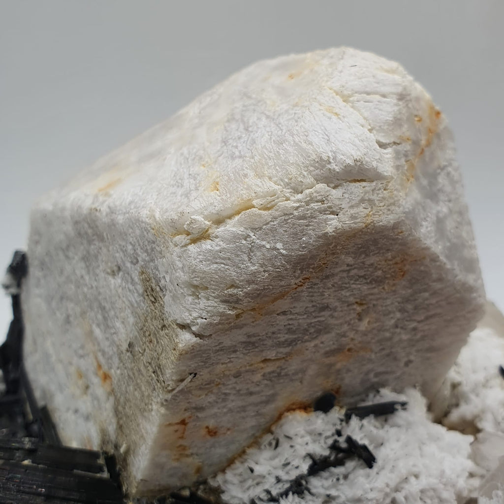 Microcline Feldspar With Schorl On Cleavelandite