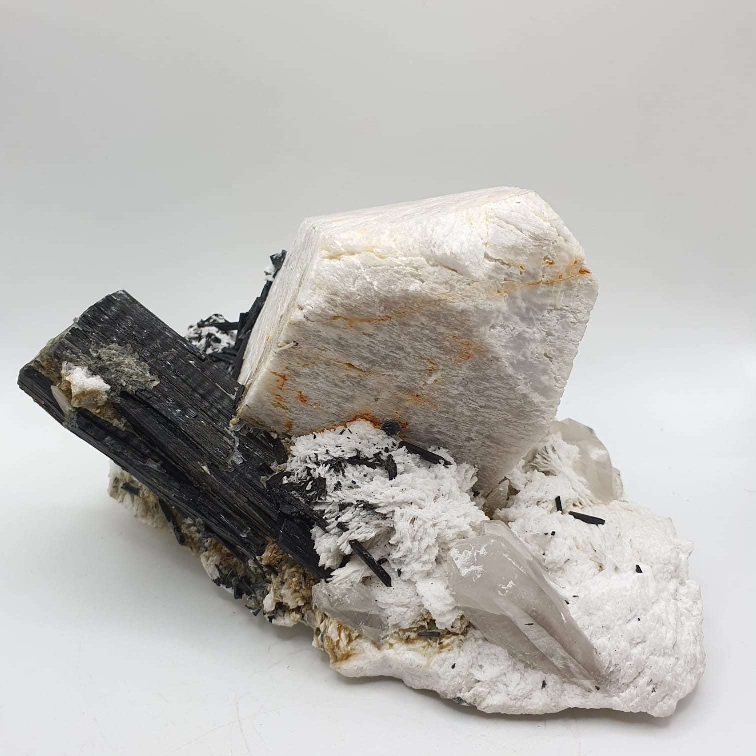 Microcline Feldspar With Schorl On Cleavelandite