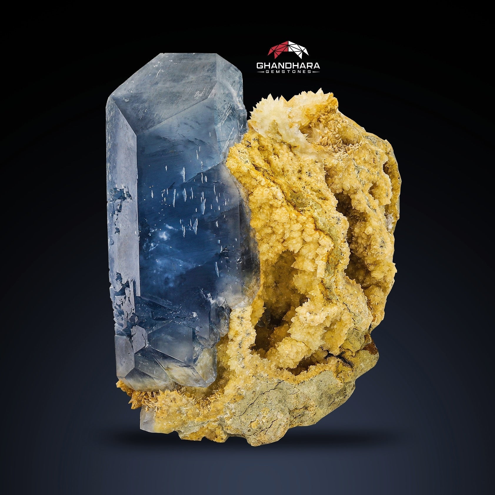 158 Grams Lovely Blue Celestite Crystal On Contrasting Calcite