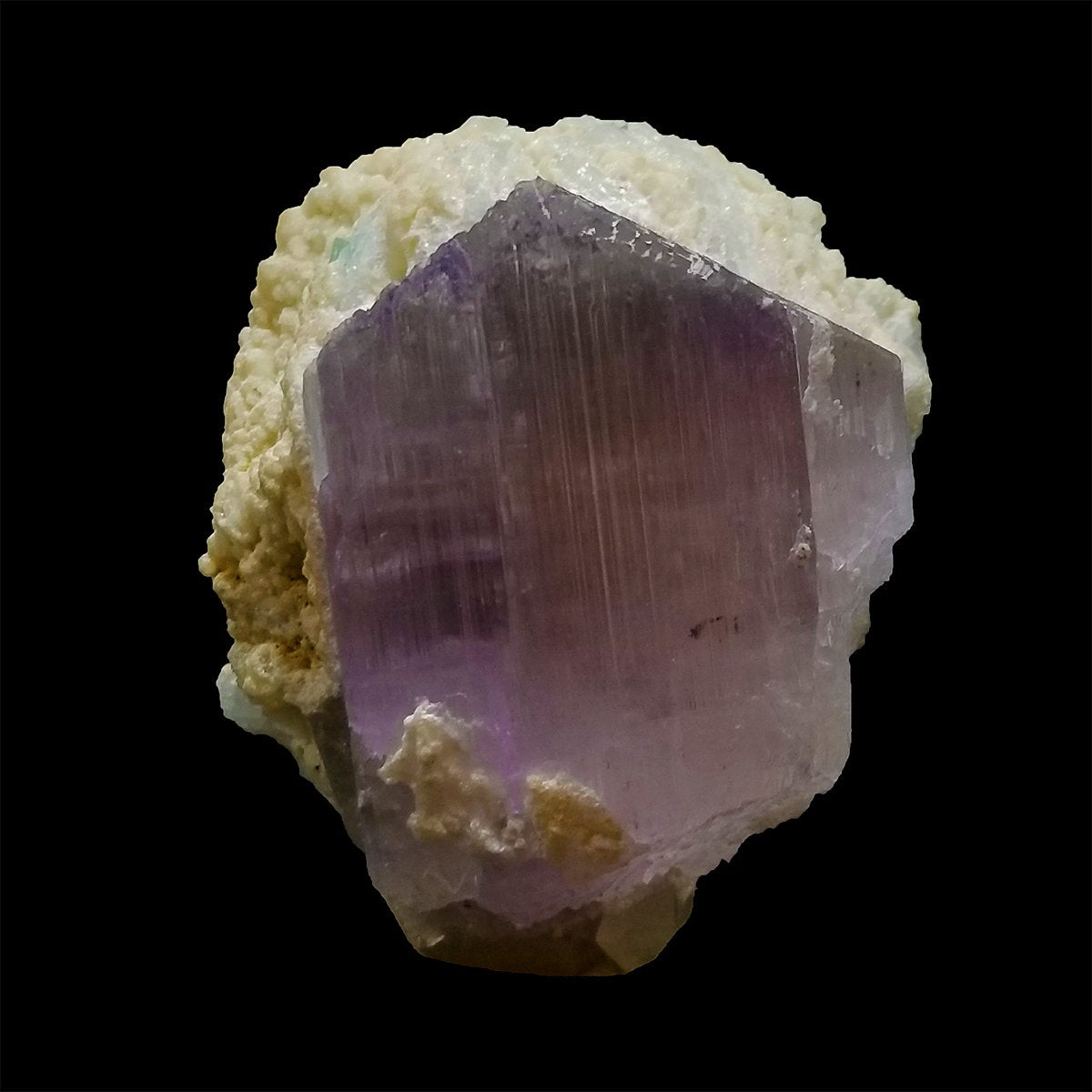 204 Gram Natural Purple Kunzite Complete Crystal with huge bowl of white Albite