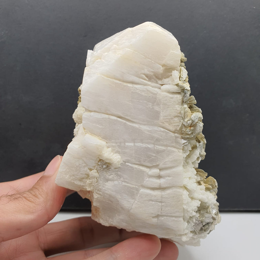 Naturally Etched Microcline With Silvery White Muscovite Rossetts