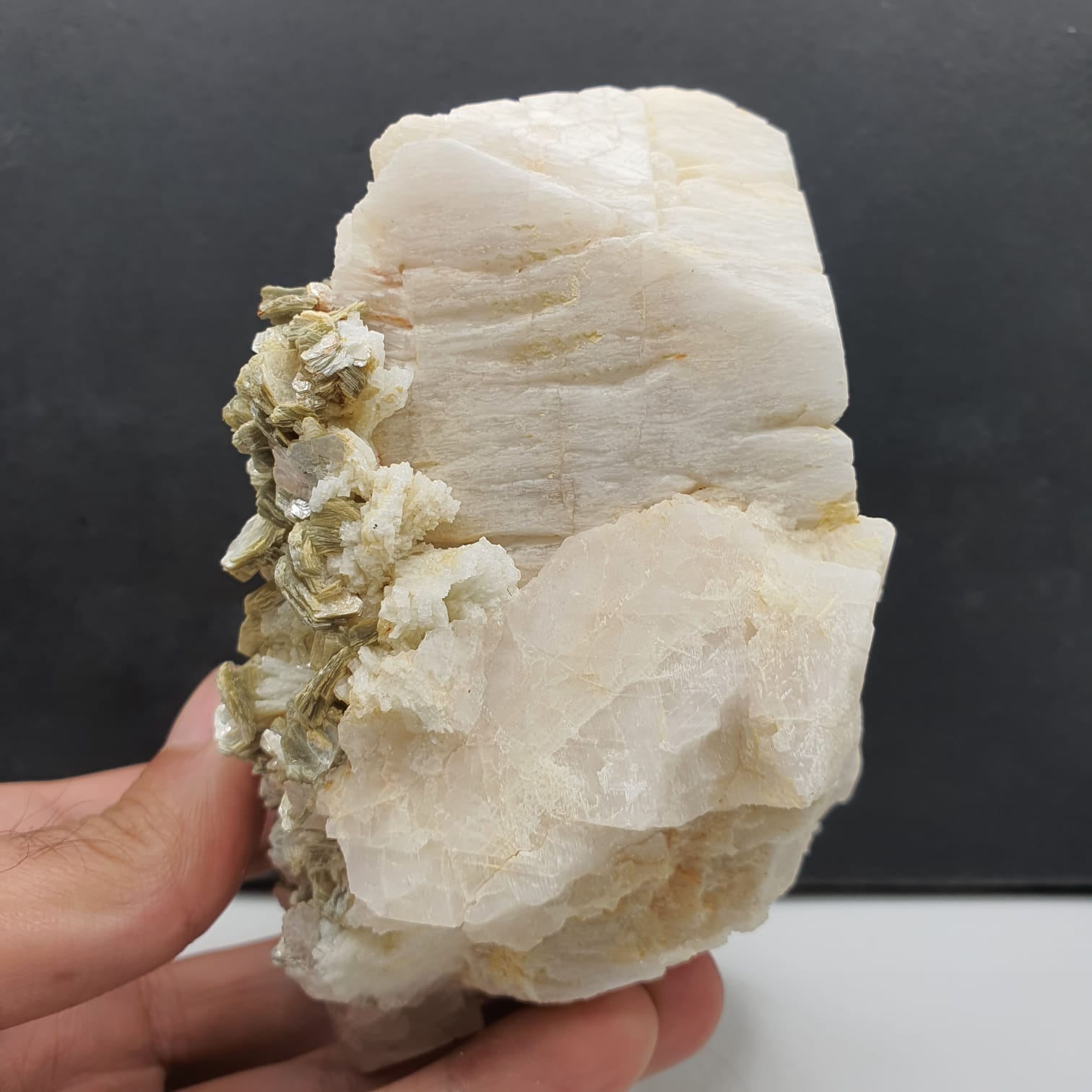 Naturally Etched Microcline With Silvery White Muscovite Rossetts