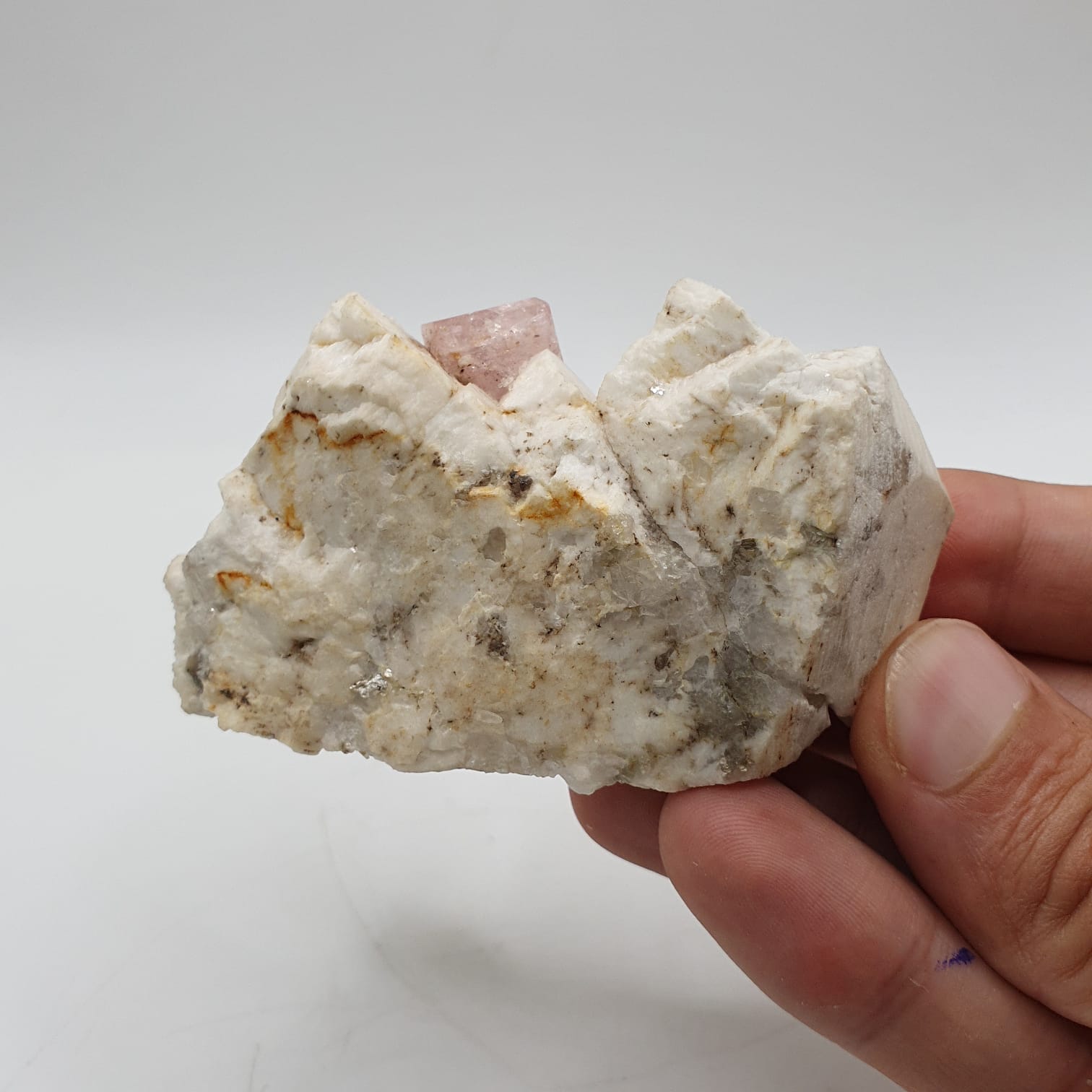 Pink Apatite Nicely Positioned on Creamy White Albite