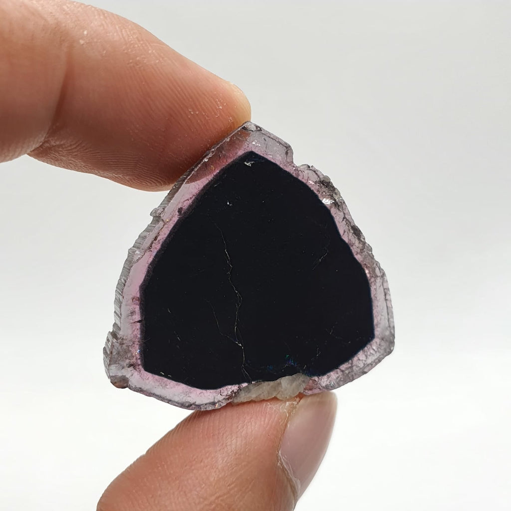Pretty Bicolor Tourmaline Slice with Nice Detailed Albite attached