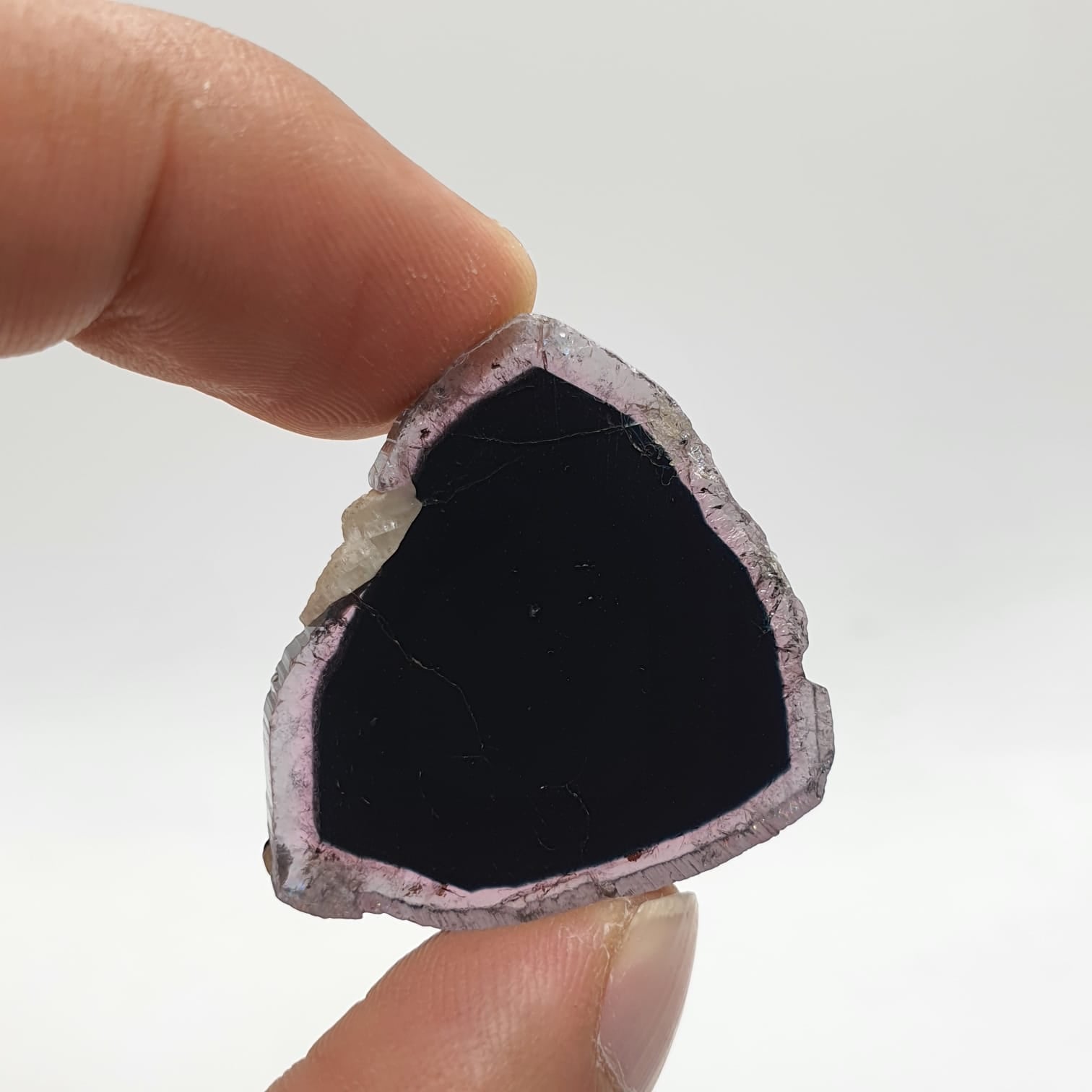 Pretty Bicolor Tourmaline Slice with Nice Detailed Albite attached