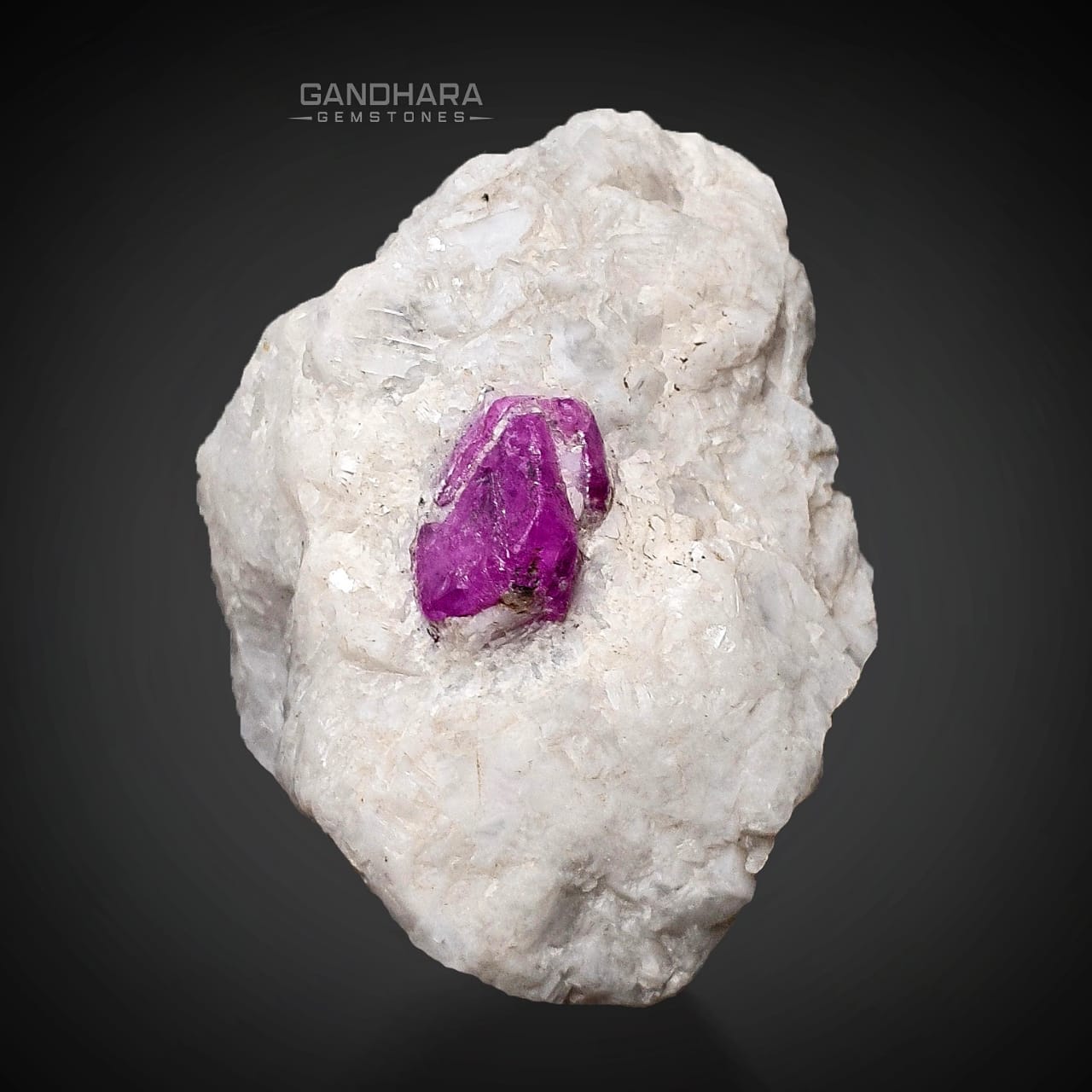 94 Grams Purplish Pink Ruby Crystals Couple on Marble Matrix
