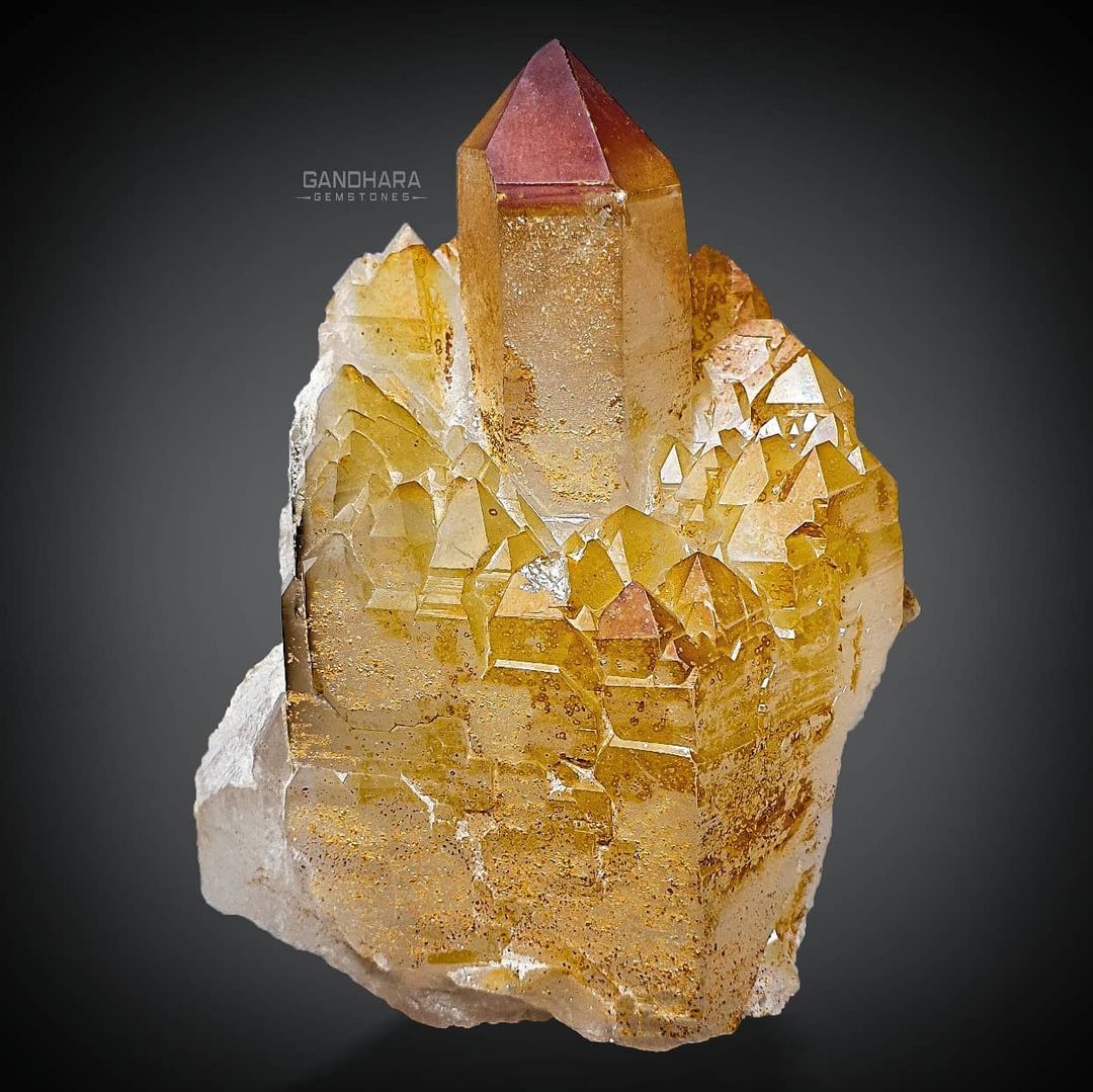 660 Grams Quartz Crystals Cluster with Iron Oxide Coating