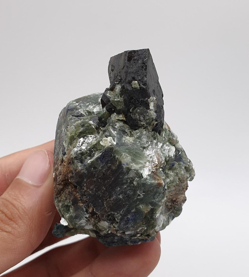 Rare Dravite Tourmaline On Matrix With Detailed Sapphire Crystals