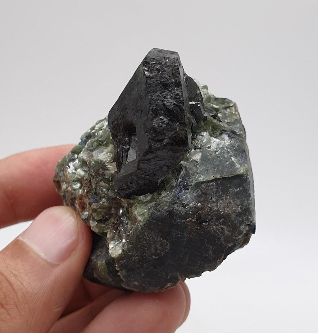 Rare Dravite Tourmaline On Matrix With Detailed Sapphire Crystals