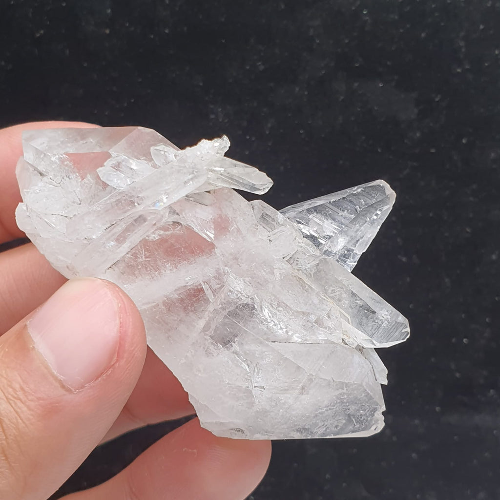 Robust Cluster Of Pointed Terminated Quartz With Vitreous Wet luster