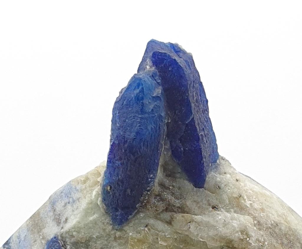 Sapphire Blue on a white background at Gandhara Fine Minerals 