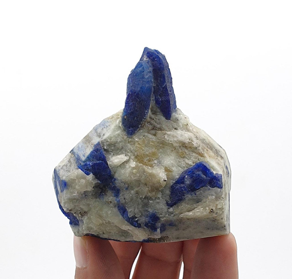 Sapphire Blue Attached Couple of Afghanite Crystals on Marble Matrix