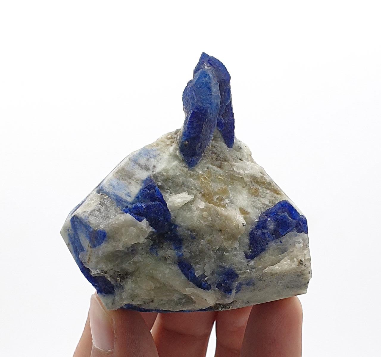 Sapphire Blue Attached Couple of Afghanite Crystals on Marble Matrix