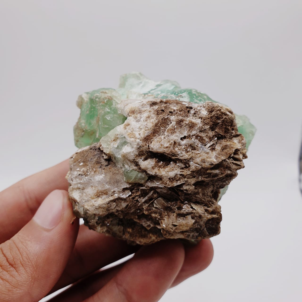 Saturated Forest Green Color Fluorite On Muscovite