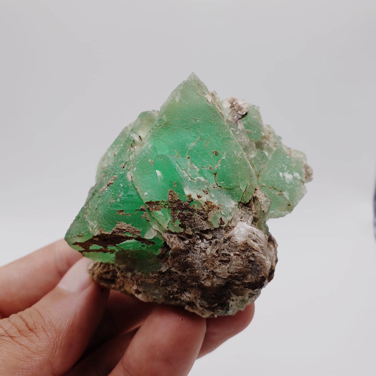 Saturated Forest Green Color Fluorite On Muscovite