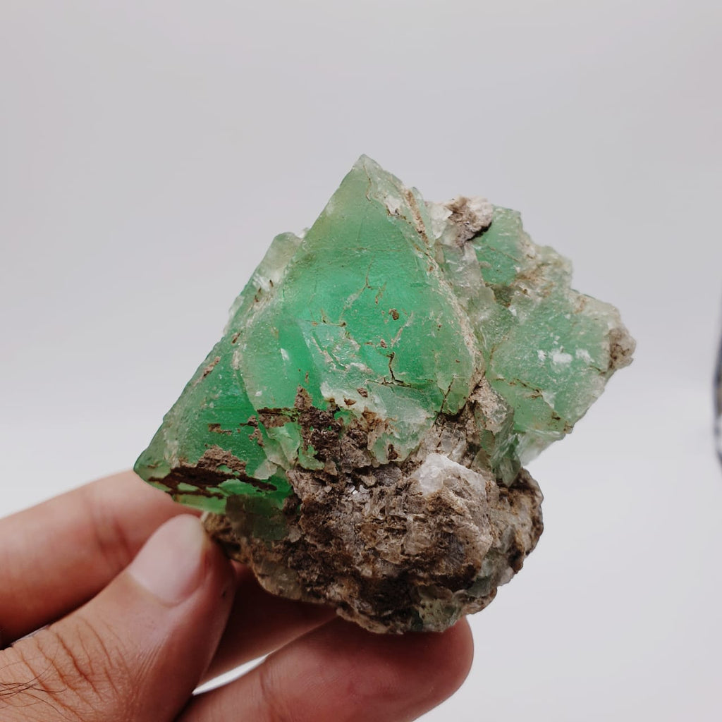 Saturated Forest Green Color Fluorite On Muscovite