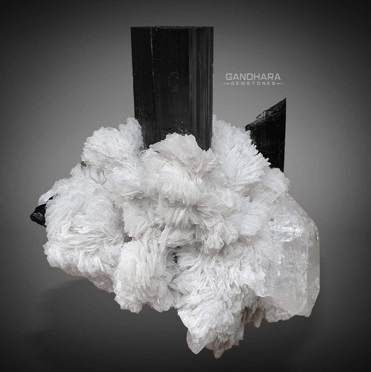 372 grams Schorl Crystals Specimen on Cleavelandite Matrix