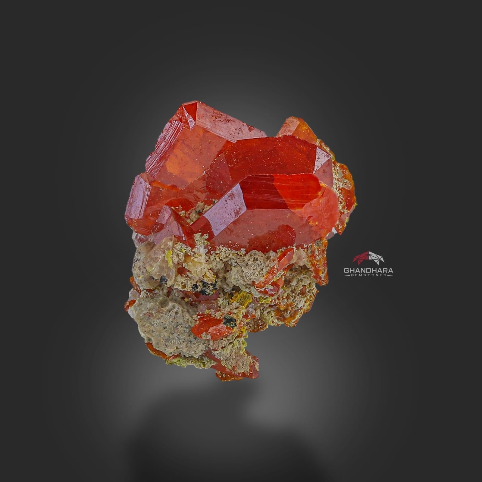 Sculptural Cherry Red Wulfenite On Matrix